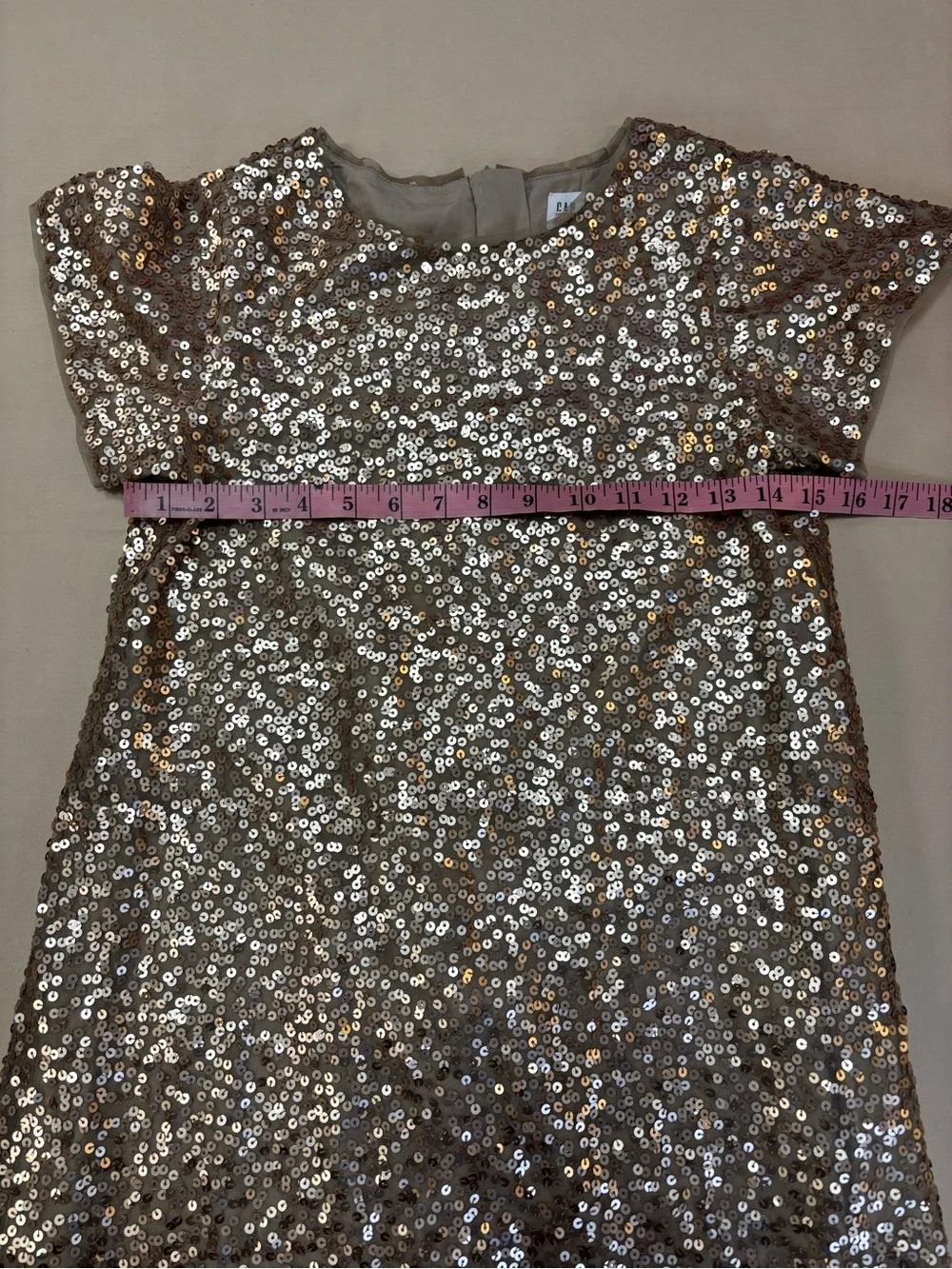 Gap Kids Champagne Sequin Short Sleeve Party Dress Girls Size XL